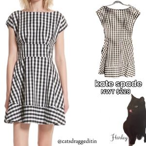 NWT $228 | kate spade | Fiorella | Gingham | Cotton | Checkered | Black & White